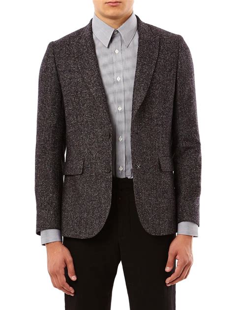 Zipped Jacket Gray Micro Houndstooth Wool